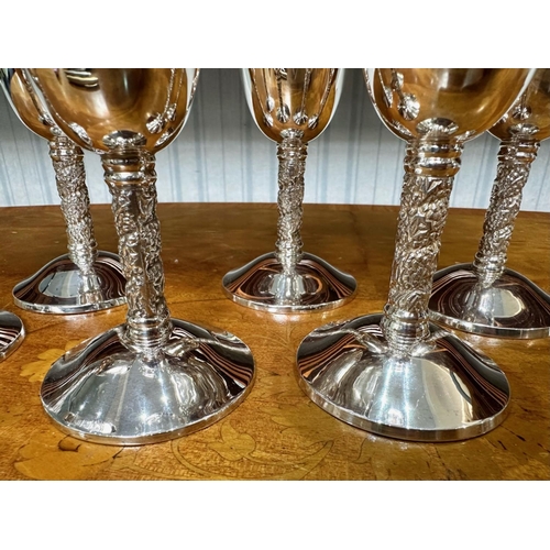 1350 - Mixed Lot to include six silver plated goblets , swagger stick, small collection of pens to include ... 