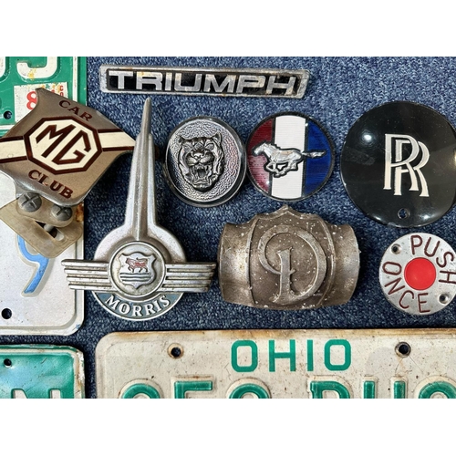 1359 - Collection of American Style Number Plates & Car Badges.