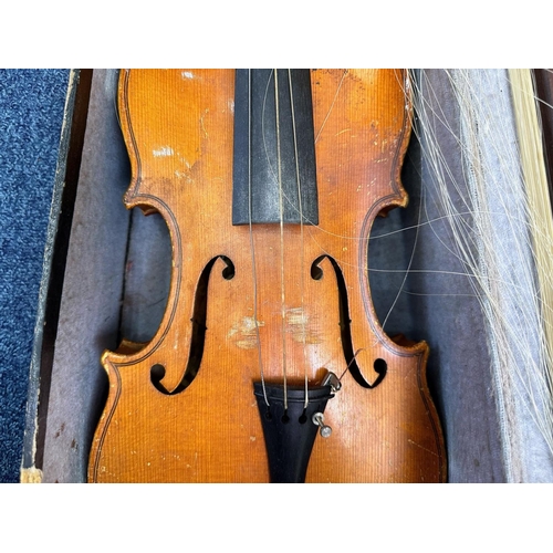 1365 - Collection of Muscal Instruments, to include two macine made violins in hard cases and two Clarinets... 