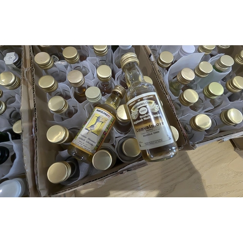 1430 - Five Boxes of Miniature Whisky Bottles, all unopened as new, 200+ miniature bottles of various whisk... 