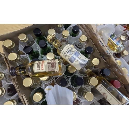 1430 - Five Boxes of Miniature Whisky Bottles, all unopened as new, 200+ miniature bottles of various whisk... 