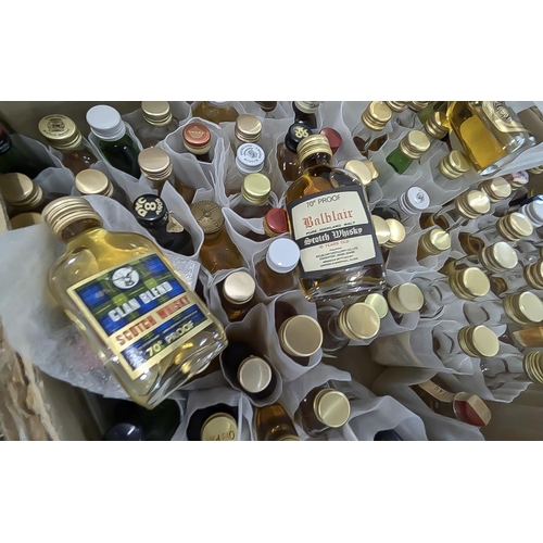 1430 - Five Boxes of Miniature Whisky Bottles, all unopened as new, 200+ miniature bottles of various whisk... 