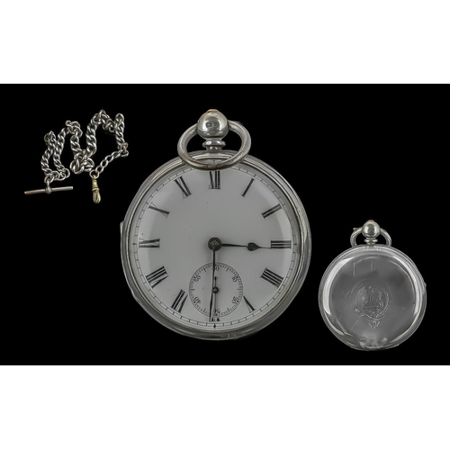 148 - Victorian Period 1837 - 1901 Sterling Silver Open Faced English Lever Pocket Watch, maker William Ga... 