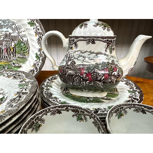 1504 - Part Dinner Service by Myotts 'Country Life', to include soup bowls and plates, cups and saucers, et... 