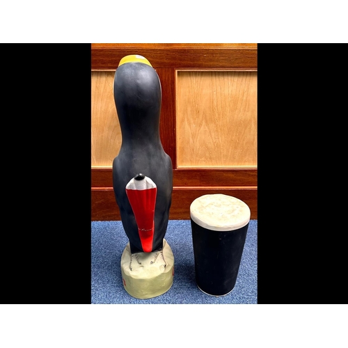 1520 - Mixed Lot to include a fibreglass  Guinness Toucan figure with Guinness accessories, and two lantern... 