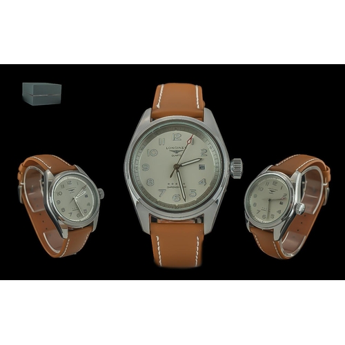 191 - Longines Gent's Steel Cased Chronometer Quartz Wrist Watch, circa 1980s, with original brown leather... 