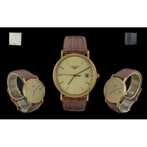 192 - Longines Gent's Gold on Steel Quartz Wrist Watch with original Longines tan leather watch strap with... 