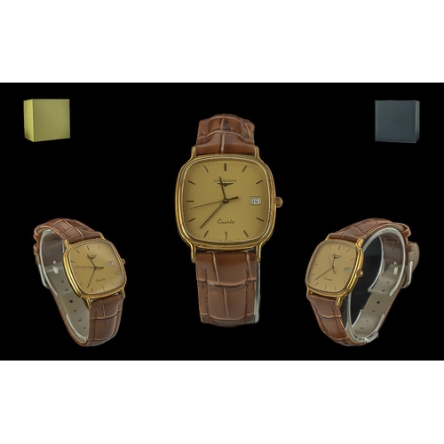 199 - Longines - Gents Gold on Steel Quartz Wrist Watch with Soft Brown Leather Strap. Model No L4-716, Ca... 