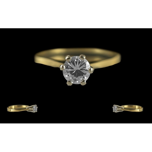 213 - Ladies Pleasing Quality 18ct Gold Single Stone Diamond Set Ring, full hallmark to interior of shank,... 