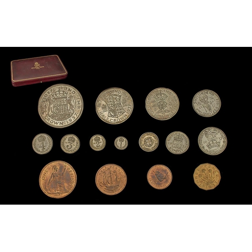 218 - 1937 Specimen Coin Set, 15 coins, Crown to a Farthing.