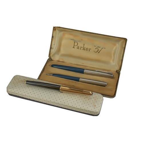 224 - Parker 61 Fountain Pen In Display Box + Parker 51 Fountain Pen and Ballpoint Pen In Parker Display B... 