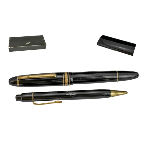 225 - Mont Blanc Fountain Pen with 18ct Gold Nib + Mont Blanc Propelling Pencil. All Pens In Good Conditio... 