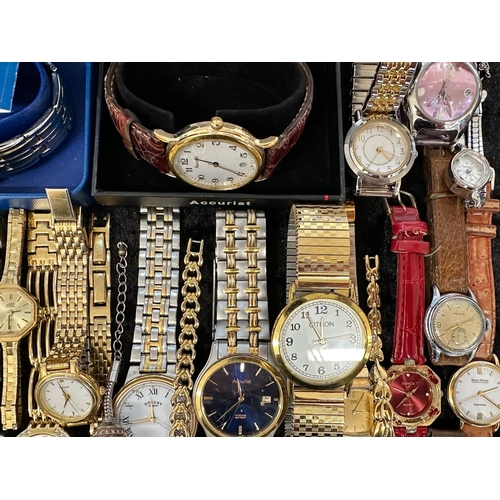 456 - Collection of Ladies & Gentleman's Wristwatches, leather and bracelet straps, makes including Rotary... 