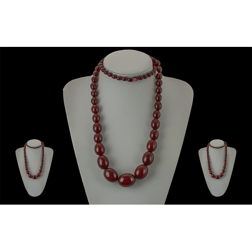 60A - 1920's Excellent Quality Rich Colour Cherry Amber Graduated Beaded Necklace, Excellent Colour, Each ... 