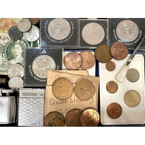 488 - Mixed Lot to include mostly low value coins, commemorative Crowns, 1953 Year Set, odd silver to incl... 