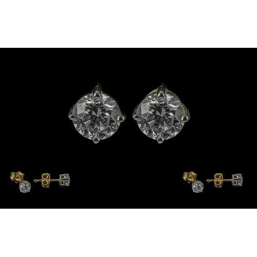 11 - Ladies Superb Quality Pair of Diamond Set Stud Earrings, marked 750 - 18ct, each brilliant cut diamo... 