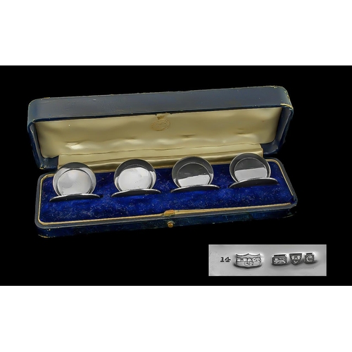 112 - Edwardian Period 1901 - 1910 Sampson Mordan & Co Superb Boxed Set of Four Sterling Silver Menu Holde... 