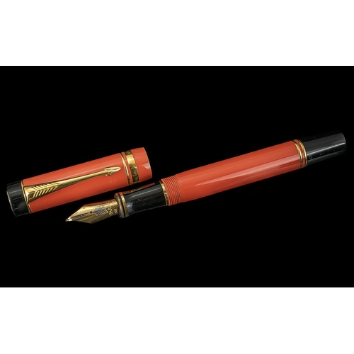 133 - Parker Duofold Special Edition Centennial Fountain Pen, Precious Red Case with Gold Trim, Ref 3821, ... 