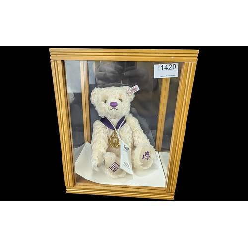 1420 - A Steiff Limited Edition Diamond Jubilee Bear, vanilla mohair, 27cm, in Banbury Mint Belgravia displ... 