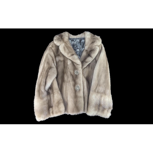 1494 - Ladies Light Brown Mink Jacket, half belt to back, hook and eye fastening, two slit pockets.  Fully ... 