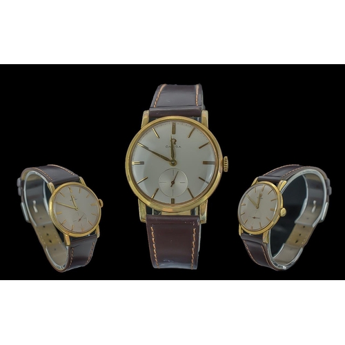 166 - Omega 1960s Gent's Gold on Steel Mechanical Wrist Watch, features cream colour dial, gold markers, s... 