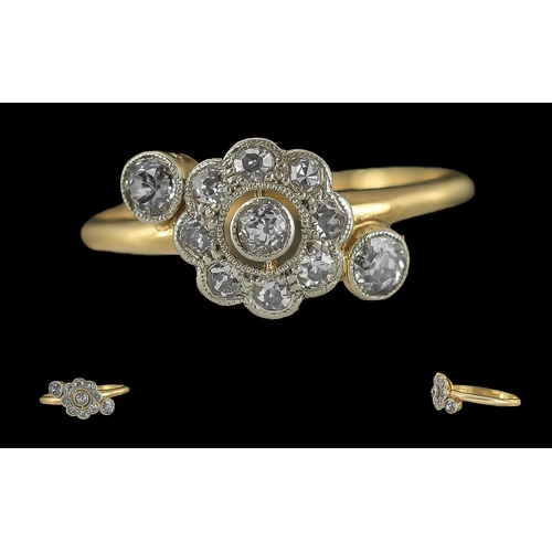 19A - Edwardian Period 1902 - 1910 Ladies 18ct Gold Pleasing Quality Exquisite Diamond Set Ring, Marked 18... 