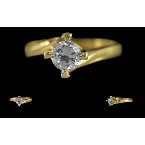 219 - Ladies - Pleasing Quality Contemporary 18ct Gold Single Stone Diamond Set Ring, Marked 750 to Interi... 