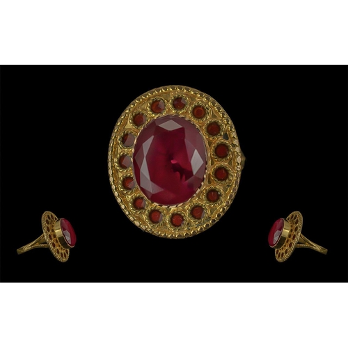 230 - Ladies 21ct Gold Red Spinel Set Dress Ring, Marked 875, 21ct Gold and Tests 21ct to Interior of Shan... 