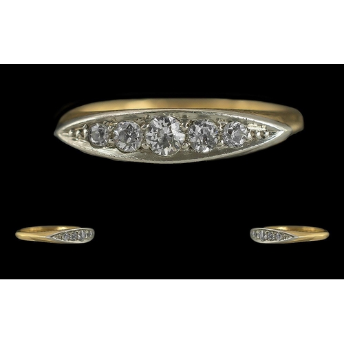 238 - Edwardian Period 1901 - 1910 Ladies 18ct Gold Five Stone Diamond Set Ring, marked to interior of sha... 