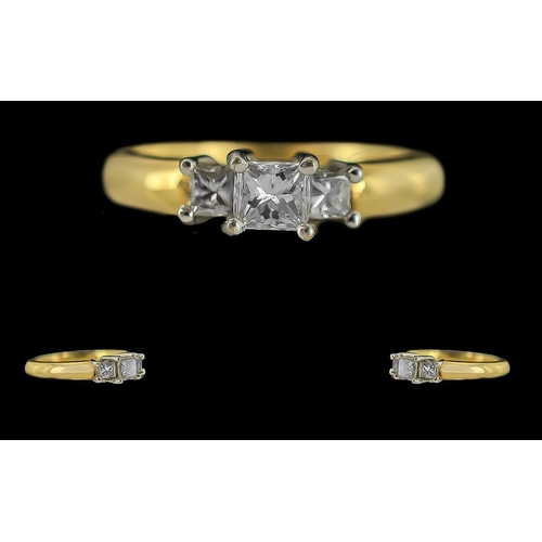 240 - Ladies 18ct Two Tone Gold 3 Stone Diamond Set Ring, Full Hallmark to Interior of Shank, The Princes ... 