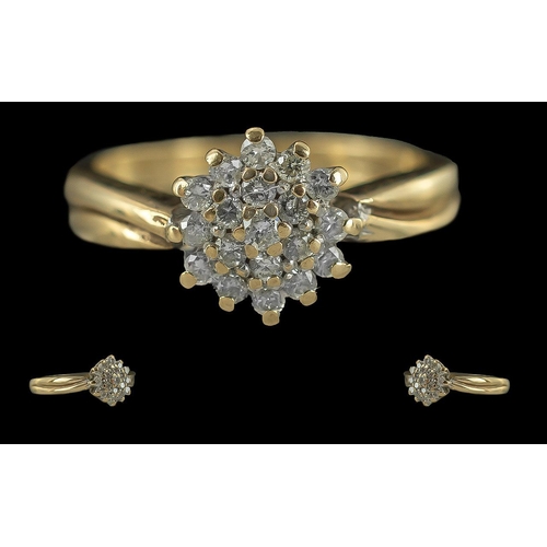 272 - Ladies 18ct Gold Diamond Set Cluster Ring, Full Hallmark to Interior of Shank. The Well Matched Smal... 