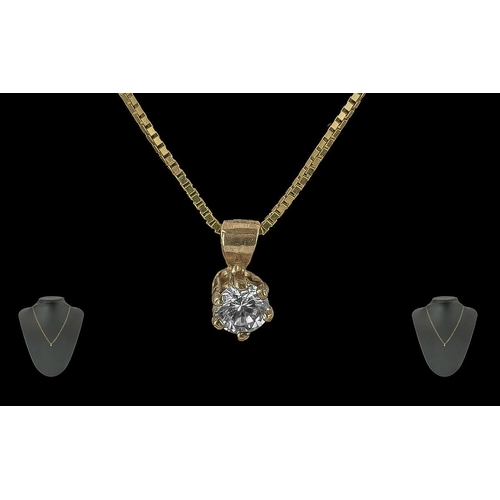 295 - Ladies Pleasing Quality 9ct Gold Diamond Stud Pendant attached to a 9ct gold box chain, both pendant... 