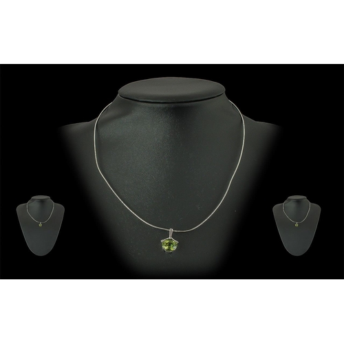 317 - 18ct White Gold Gem Set Necklace with Drop. Marked 750 - 18ct to Drop and Necklace, Well Designed Mo... 