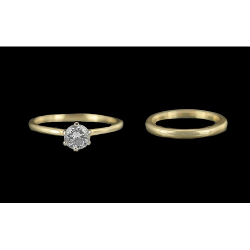 341 - 18ct Gold Single Stone Diamond Ring, set with a round cut diamond, estimated diamond weight .33 cts.... 