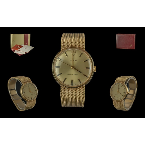 4 - Rolex Tudor - Quality Gents 9ct Gold ( Full Hallmark ) Mechanical Wrist Watch with Integral 9ct Gold... 