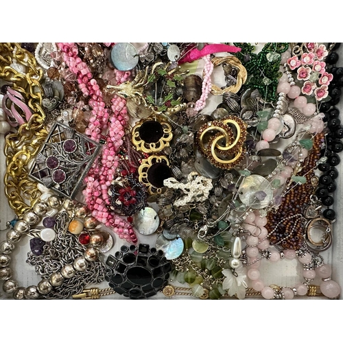 442 - Box of Quality Vintage Costume Jewellery, including necklaces, chains, pearls, beads, bracelets, ear... 