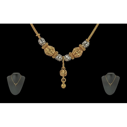 48 - A Stunning 22ct Two Tone Gold Necklace of Pleasing Form / Design. Stamped 916 22ct Gold, Excellent P... 