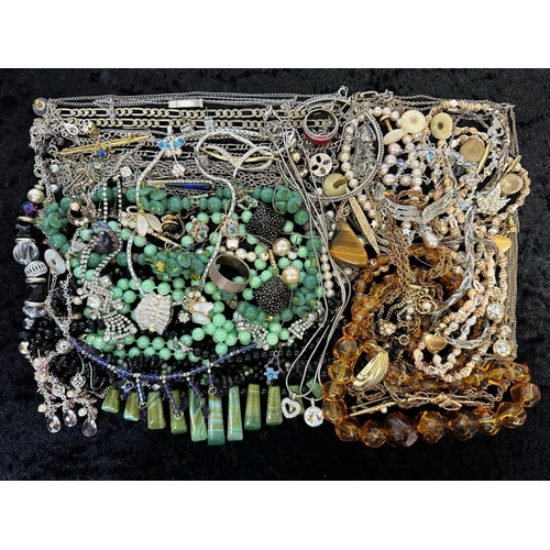 487 - Collection of Quality Costume Jewellery, comprising pearls, chains, brooches, pendants, crystal, etc... 