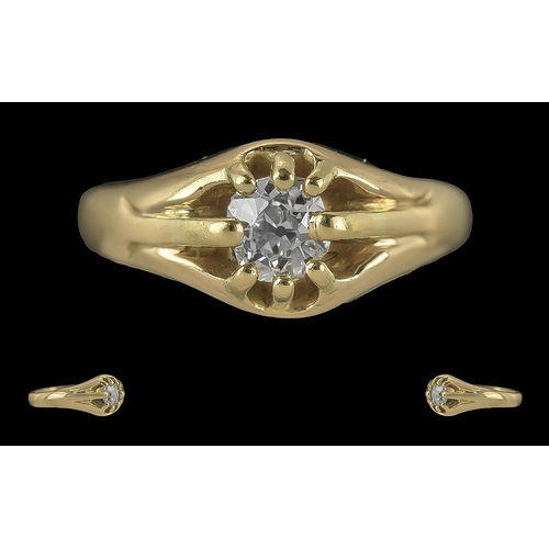 51 - Gents 18ct Gold Single Stone DIamond Set Ring, Gypsy Setting. Marked 18ct to Interior of Shank. The ... 