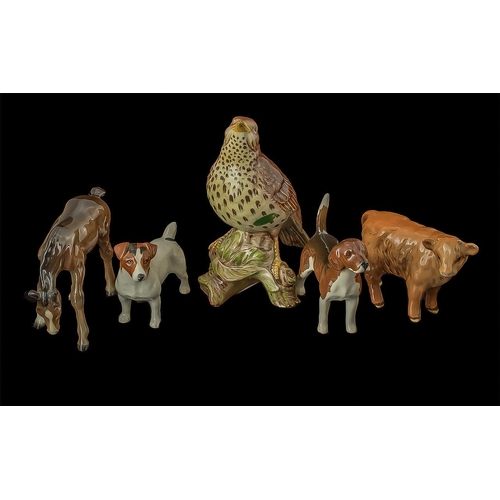 611 - Collection of Beswick Porcelain Animal & Bird Figures, comprising a Beswick Thrush No. 2308, 6'' hig... 