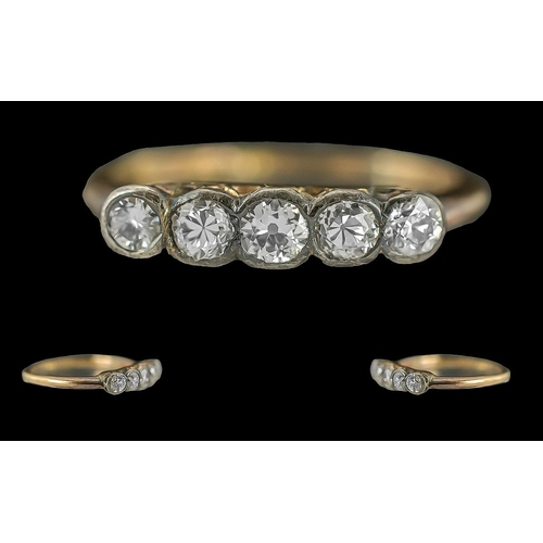 65 - Edwardian Period 1901 - 1910 Ladies 18ct Gold 5 Stone Diamond Set Ring, Marked to Interior of Ring, ... 