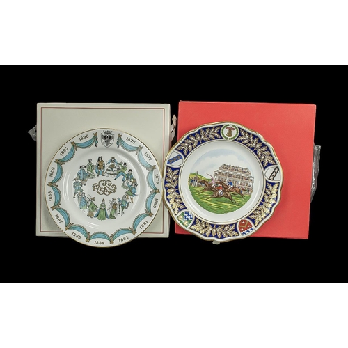 672 - Two Spode Cabinet Plates, comprising 'The Derby Plate' Limited Edition No. 716/1000, and 'The D'Oyly... 