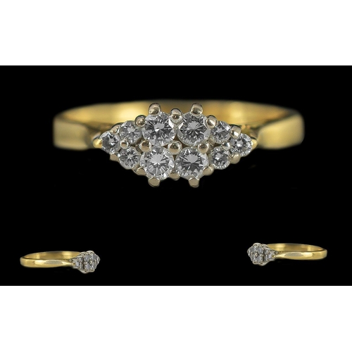 83 - Ladies Attractive and Petite 18ct Gold Diamond Set Ring, full hallmark to interior of shank, the wel... 