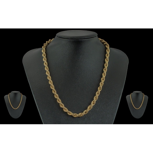 90 - Ladies or Gents Triple Twist 9ct Gold Chain / Necklace, Warm Gold Colour. Marked 9.375. Weight 21.6 ... 