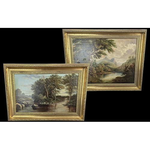 915 - Two Decorative Oil Paintings, depicting river and tree scenes.  Largest measures 24'' x 30'', both f... 