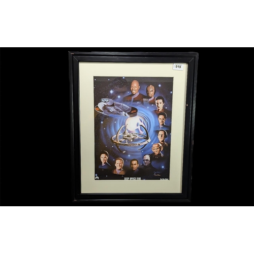 919 - Star Trek Interest - Deep Space Nine Framed Paramount Poster by Dru Blair, mounted, framed and glaze... 