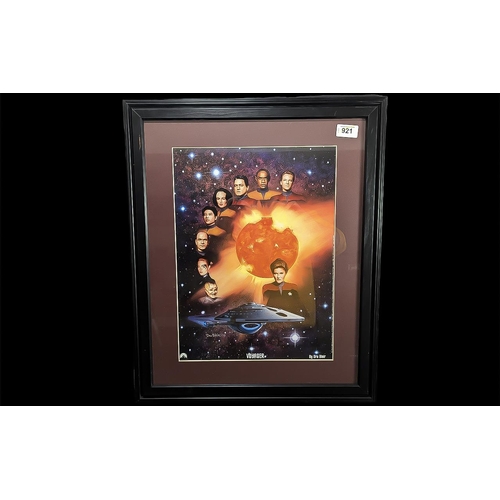 921 - Star Trek Interest - Voyager - Framed Paramount Poster by Dru Blair, mounted, framed and glazed.  Im... 