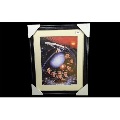 922 - Star Trek Interest - The First Family - Framed Paramount Poster by Keith Birdsong, mounted, framed a... 