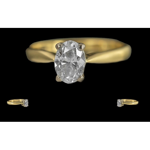 51 - Ladies - 18ct Gold Pleasing Quality Single Stone Diamond Set Ring, Full Hallmark to Interior of Shan... 