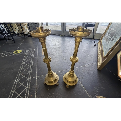 1235 - Pair of Church Style Candlesticks, height 18''.